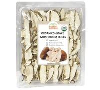 VIGOROUS MOUNTAINS Organic Shiitake Mushrooms Sliced, Great Size Fresh Texture Rehydrate Quickly, Dried Shiitake Mushrooms for Cooking Soups, Ramen, Pasta and Risotto, All Natural Vegan 100g