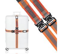 Vigorport Luggage Straps for Suitcases 2 Pack, Heavy Duty Metal Buckle Luggage Belt Strap, TSA Approved Suitcase Belt, Stretchable Travel Strap for Luggage (Orange, 72''L & 79''L)