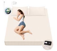 VigorVortex Grounding Fitted Sheets King Size 90% Organic Cotton and 10% Silver Fiber Grounding Sheet Improve Sleep with 15 feet Grounding Cord Beige 152x203x31cm