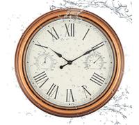 Vigorwise 12 inch Outdoor Wall Clock, Plastic Waterproof Wall Clock with Temperature & Humidity for Patio Garden Home