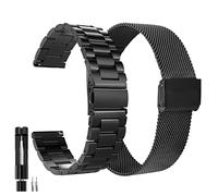 VIGOSS Metal Straps Compatible With Samsung Galaxy Watch 7 6 5 4 FE Strap 40mm 44mm for Women Men, 20mm Stainless Steel and Mesh Loop Bands for Classic 42mm 46mm 43mm 47mm/Pro 45mm, Black