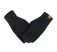 ViGrace Women's Winter Warm Touch Screen Gloves Cable Knit Wool Fleece Lined Touchscreen Texting Mittens for Women, Black, One size