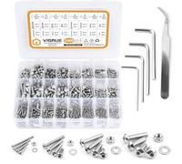 VIGRUE 1080pcs M2 M3 M4 M5 Screws Set A2-70 Stainless Steel Hexagon Button Screw Stainless Steel Screws Hex Machine Screws Nuts and Washers Assortment with Wrench