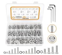 VIGRUE 360 Pieces 304 Stainless Steel Screws Set M5 M6 M8, Threaded Screws Set with Nuts Washers and Allen Keys in Storage Box