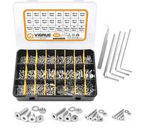 VIGRUE 940-Piece Screw Set M2 M3 M4 M5, Hexagon Socket Thread Screws Set with Nuts Washers and Allen Keys in Assortment Box