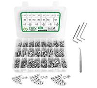 VIGRUE Foliv 585pcs M4 M5 M6 Hex Flat Button Screw Set, 304 Stainless Steel Screws Nuts and Washers Assortment Kit with Storage Case Box