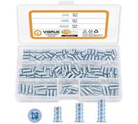 VIGRUE Pack of 170 Euro Screws with Countersunk Head for Hinges Drawer Guides Phillips Screws 6.3 x 11 mm 6.3 x 13 mm 6.3 x 16 mm Galvanised Steel Furniture Screws Special Screw Full Thread Bore 5 mm