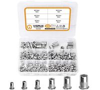 VIGRUE Set of 200 Rivet Nuts, M3-M10, Stainless Steel, Flat Head, Rivet Nut Assortment Set with Storage Box