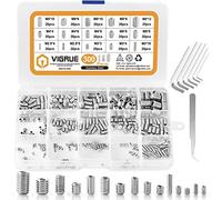 VIGRUE Set of 300 Grub Screws M2.5 M3 M4 M5 M6 M8 Hexagon Socket Grub Screws with Wrench