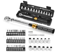 VIGRUE Torque Wrench Set, 1/4 Inch, 5-25Nm ±4% Error Accuracy with Extension Rod, Universal Joint, Magnetic Spark Plug Sleeve, Bits, for Bicycle and Motorcycle