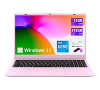 VIGSENUP Pink Laptop,15.6 Inch Laptop Computer,12GB RAM 512B SSD,4-Cores N150 Processor(Beat to N95,N5095),Up to 3.6 GHz,MS Office 2024,Win11 Pro, WiFi 6, BT 5.2, Webcam, USB-C