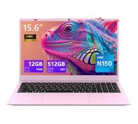 VIGSENUP Pink Laptop,15.6 Inch Laptop Computer,12GB RAM 512B SSD,4-Cores N150 Processor(Beat to N95,N5095),Up to 3.6 GHz,MS Office 2024,Win11 Pro, WiFi 6, BT 5.2, Webcam, USB-C