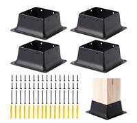 Vigtayue 4 x 4 Post Base Inner Size 4"x4"Deck Post Base Fence Post Anchor Black Powder-Coated Deck Post Base Fit 4"x4" Standard Wood Post Anchor for Deck Porch Handrail Railing Support (Black-4pcs)