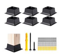 Vigtayue 4x4 Post Base Kit - 6pcs Black Powder-Coated Steel Square Post Base for Deck Porch Handrail Railing Support