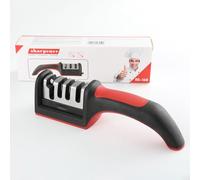 Vigvitfur 4-in-1 Kitchen Knife Sharpener, Professional Grade with Tungsten Steel, Ceramic Slots, Scissor Sharpening, Black, Red, Removable Grinding Head