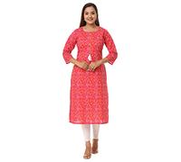 Vihaan Impex Indian Kurti for Women Floral Printed Kurta Partywear Dress Pink