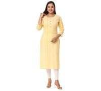 VIHAAN IMPEX Red Lehriya Print Cotton Kurti for Women Casual Indian Tunic Top 3/4 Sleeve Summer Shirt Ladies Clothes Womens Gifts