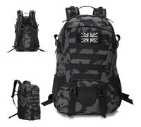 VIHARYEM 30L Military Tactical Backpacks Molle Army Assault Pack 3 Day Bug Out Bag Laptop Bag for Hiking Treeking Black Hunting Rucksack with 2 Flag Patches and Bottle Holder (Black Camo)