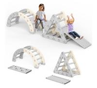 VIHBRAI 10 in1 Montessori Indoor Playset with Slide and Rocker,Plastic Indoor Climbing Frame for Toddlers,Montessori Climber Ladder Slide Learning Climbing Arch Toys