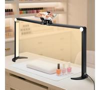 VIHBRAI 35W Half Moon Lamp 26inch Square Nail Desk Lamp with Phone Holder, Foldable LED Nail Table Light 3000K-6000K Dimmable for Nail Tech, Lash Eyelash Extension, Tattoo, Eyebrows, Black