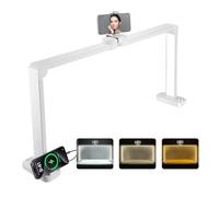 VIHBRAI Foldable Half Moon Lamp,38W Square Foldable Nail Desk Lamp with Phone Holder, 34 inch LED Nail Light for Desk with 3 Color Modes 10 Brightness for Lash Eyelash Extension,Nail,Tattoo,Eyebrow