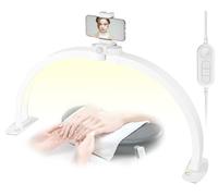 VIHBRAI Half Moon Lamp for Nail Desk,Foldable Half Moon Nail Lamp with Phone Holder,23" LED Nail Light with 3 Color Modes 10 Brightness for Lash Eyelash Extension,Nail,Tattoo,Eyebrow