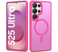 Vihibii for Samsung Galaxy S25 Ultra Phone Case Magnetic, Slim Thin Compatible with MagSafe & Wireless Charging, Military Grade Drop, Translucent Silicone Men Women Case for Galaxy S25 Ultra, Hot Pink