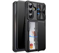 Vihibii for Samsung Galaxy S26 Case Wallet with Card Holder (4 Cards), Built-in 2 Privacy Screen Protectors & Slide Camera Cover, Military Grade Drop Women Men Phone Case for Galaxy S26 6.3", Black