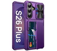 Vihibii for Samsung Galaxy S26+ Plus Case Wallet, Built-in Card Holder (4 Cards) & Slide Camera Lens Protective Cover, Heavy Duty Rugged Men Women Phone Case for Galaxy S26 Plus 6.7" 5G, Dark Purple