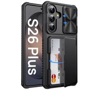 Vihibii for Samsung Galaxy S26+ Plus Case Wallet with Card Holder (4 Cards), Slide Camera Cover, Military Grade Drop Protection, Shockproof Rugged Silicone Phone Case for Galaxy S26 Plus 6.7", Black