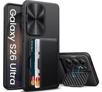 Vihibii for Samsung Galaxy S26 Ultra Case Wallet, Built-in Stand & Card Holder & Camera Cover, Rugged Military Grade Protection Shockproof Hard Silicone Phone Cover Case for S26 Ultra 6.9" 2026, Black