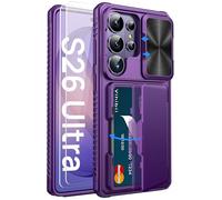 Vihibii for Samsung Galaxy S26 Ultra Case Wallet with 2 Screen Protectors, Card Holder (4-5 Cards), Slide Camera Cover, Military Grade Drop, Women Men Hard Case for Galaxy S26 Ultra 6.9", Dark Purple