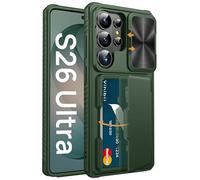 Vihibii for Samsung Galaxy S26 Ultra Case Wallet with Card Holder (4 Cards), [RFID Blocking] & Slide Lens Cover, Military Grade Drop Protection, Soft Silicone Case for Samsung S 26 Ultra 6.9", Green