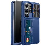 Vihibii for Samsung Galaxy S26 Ultra Wallet Case with Card Holder (4 Cards), Built-in 2 Privacy Screen Protectors, Slide Lens Cover, Shockproof Rugged Hard Phone Case for Galaxy S26 Ultra 6.9", Blue