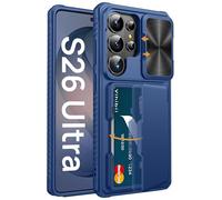 Vihibii for Samsung Galaxy S26 Ultra Wallet Case with Card Holder (4 Cards), [RFID Blocking] & Slide Camera Cover, Military Grade Drop, Heavy Duty Shockproof Rugged Phone Case for S26 Ultra 6.9", Blue