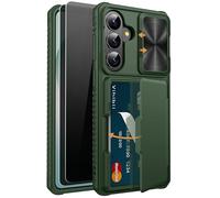 Vihibii for Samsung Galaxy S26 Wallet Case, 2 Privacy Screen Protectors (Tempered Glass), Card Holder (4-5 Cards), Slide Camera Cover, Military Grade Drop Rugged Case for Samsung S26 6.3", Green