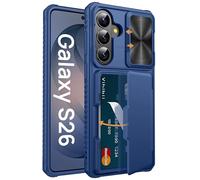 Vihibii for Samsung Galaxy S26 Wallet Case with Card Holder (4 Cards), [RFID Blocking] & Slide Camera Cover, Military Grade Drop, Heavy Duty Shockproof Rugged Hard Phone Case for Galaxy S26 6.3", Blue