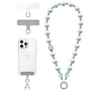 Vihibii Phone Lanyard Pearl Beaded with 2* Tether Tab, Stylish Phone Wrist Strap, Detachable Anti-Drop Charm for Women Girls, Anti Theft Fashion Chain Wristlet, Light Green