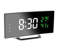 Vihimi Digital Alarm Clock, 6.5 Inch LED Large Screen, Bedside Alarm Clock with Temperature and Humidity, Mirror Clock with 3 Alarm Clocks, Adjustable Brightness, Snooze Function,USB Power Supply