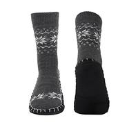Vihir Men Knitted Non Skid Home Slipper Socks (Snow Flakes-Grey)