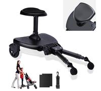Vihir Universal Buggy Board with Seat, Kiddy Board, Pram Board for Toddler with Higher, Wider and More Comfortable Seat, Pram Accessory for Children from 2-6 Years (25 kg), with 2 Anti Slip Mat