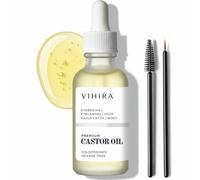 Vihira Premium Organic Castor Oil (500ml) Cold Pressed 100% Pure Extra Virgin Hexane Free for Hair Growth Eyelashes Eyebrow Cuticle Nails