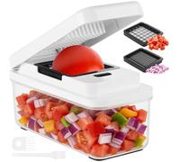 Vihoom Vegetable Chopper, Food Onion Salad Veg Chopper with 1.7 L Container, Vegetable Cutter with 2 Interchangeable Blades for Tomato, Carrot, Potato, Cucumber, Essential Kitchen Tools & Gadgets