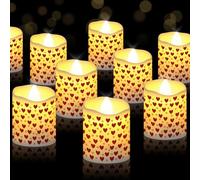 VIHOSE 24 Pack Valentine's Day LED Tea Lights Dia1.8'' x H1.4'' Candles Romantic Heart Pattern Flameless Candles Battery Operated Flickering for Wedding Anniversary Table Centerpieces Decor