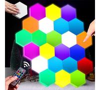 VIHOSE 24 Pcs Hexagon Touch Lights, Smart LED Hexagon Wall Lights with Remote,13 Colors Sensitive DIY Modular Assembled RGB Wall Panels Light with USB-Power for Autism Gift Game Room Party Decor