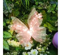 VIHOSE 24in Large Hanging LED Butterfly Light Giant Artificial Gauze Lighting Wing Decor Silk 3D Butterfly Light for Wedding Baby Shower Birthday Party Decor Mariposas Grandes para Decoration(Pink)