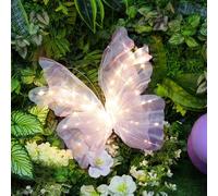 VIHOSE 24in Large LED Christmas Tree Butterfly Decoration Giant 3D Hanging Silk Butterfly Light Christmas Tree Topper Decoration for Holiday Crafts Wreath Garland Wedding Party Decor(Purple)
