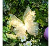 VIHOSE 24in Large LED Christmas Tree Butterfly Decoration Giant 3D Hanging Silk Butterfly Light Christmas Tree Topper Decoration for Holiday Crafts Wreath Garland Wedding Party Decor(White)