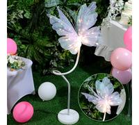 VIHOSE 3.9ft Large LED Butterfly Light with Standing Base Halloween Artificial Gauze Light up Wing Decor Giant Butterfly Craft for Wedding Baby Shower Birthday Party Decor(Single,Purple,20in)