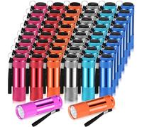 VIHOSE 48 Pcs Mini Flashlights Bulk, Bright Aluminum Handheld Flash Light with Lanyard, Small LED Flashlights for Kids Night Reading Emergency Hurricane Camping Hiking Party Favors(Bright Color)